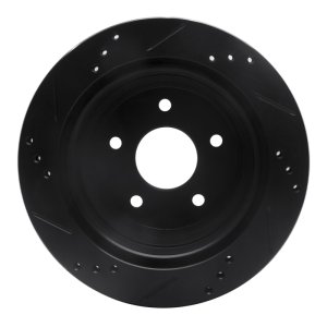 Chevrolet S10 Brake Rotor (1) - Rear Right - R1 Concepts - Drilled & Slotted - Black - `97-`05